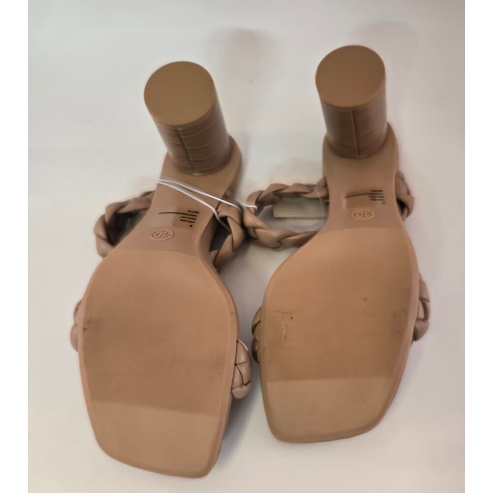 A New Day Basil Braided Mule Sandals Block Heel Straps Beige Tan New Size 10 - Picture 6 of 11
